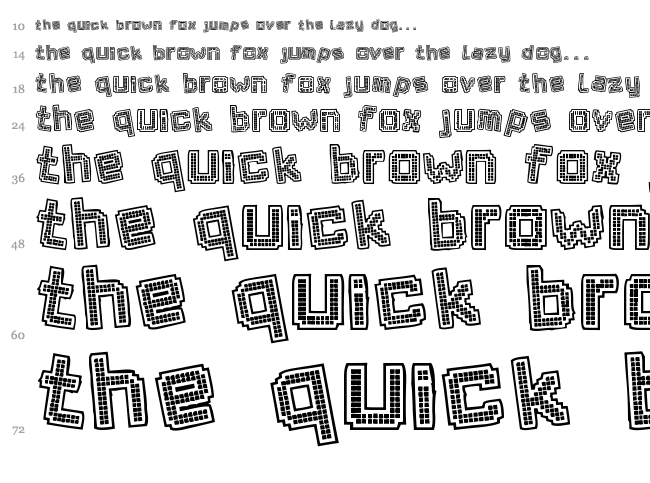 Pixel Chaos font waterfall